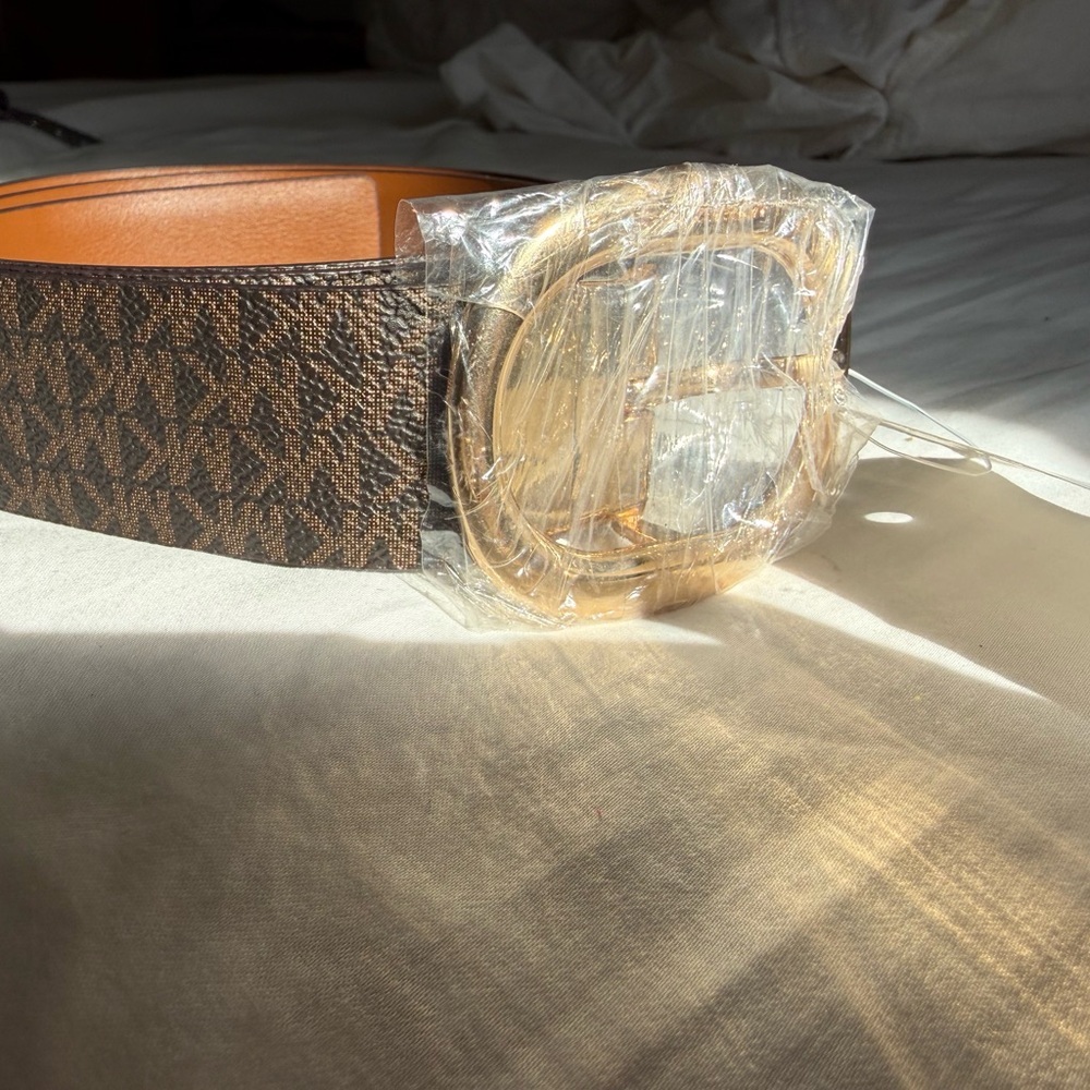 Michael Kors Brown Belt with Gold Buckle
